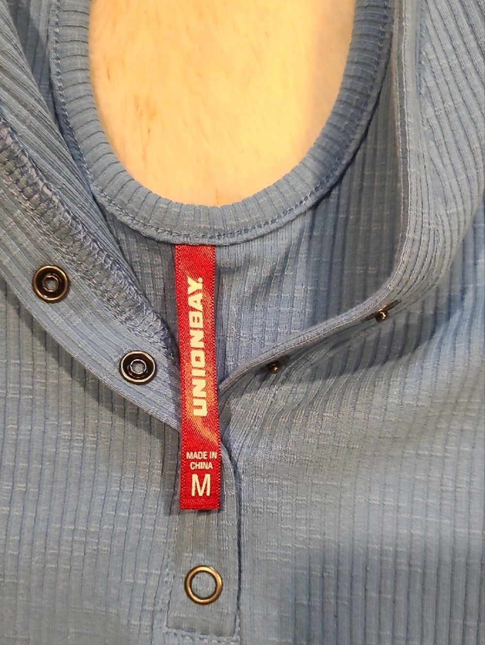 UNIONBAY Sky Blue Ribbed Button-Front Tank - Picture 2 of 3